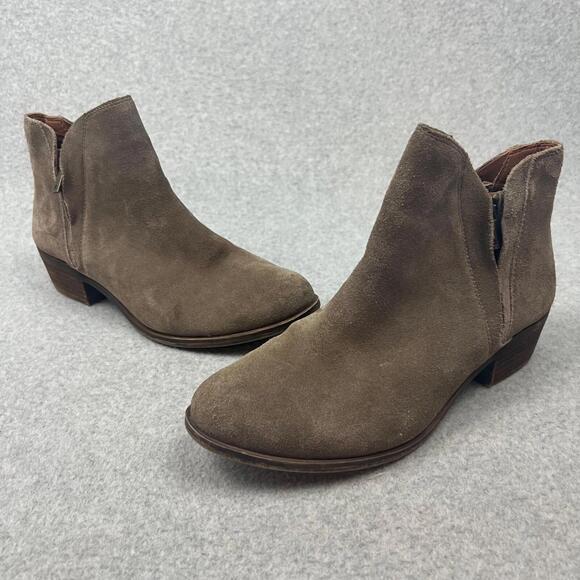 Lucky Brand Shoes - Lucky Brand Womens Low Cut Booties Boots 9 Leather beige Casual Winter